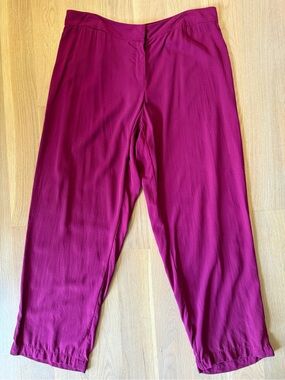 EILEEN FISHER SIZE XL RHAPSODY Silk Georgette Crepe Straight Ankle Pants